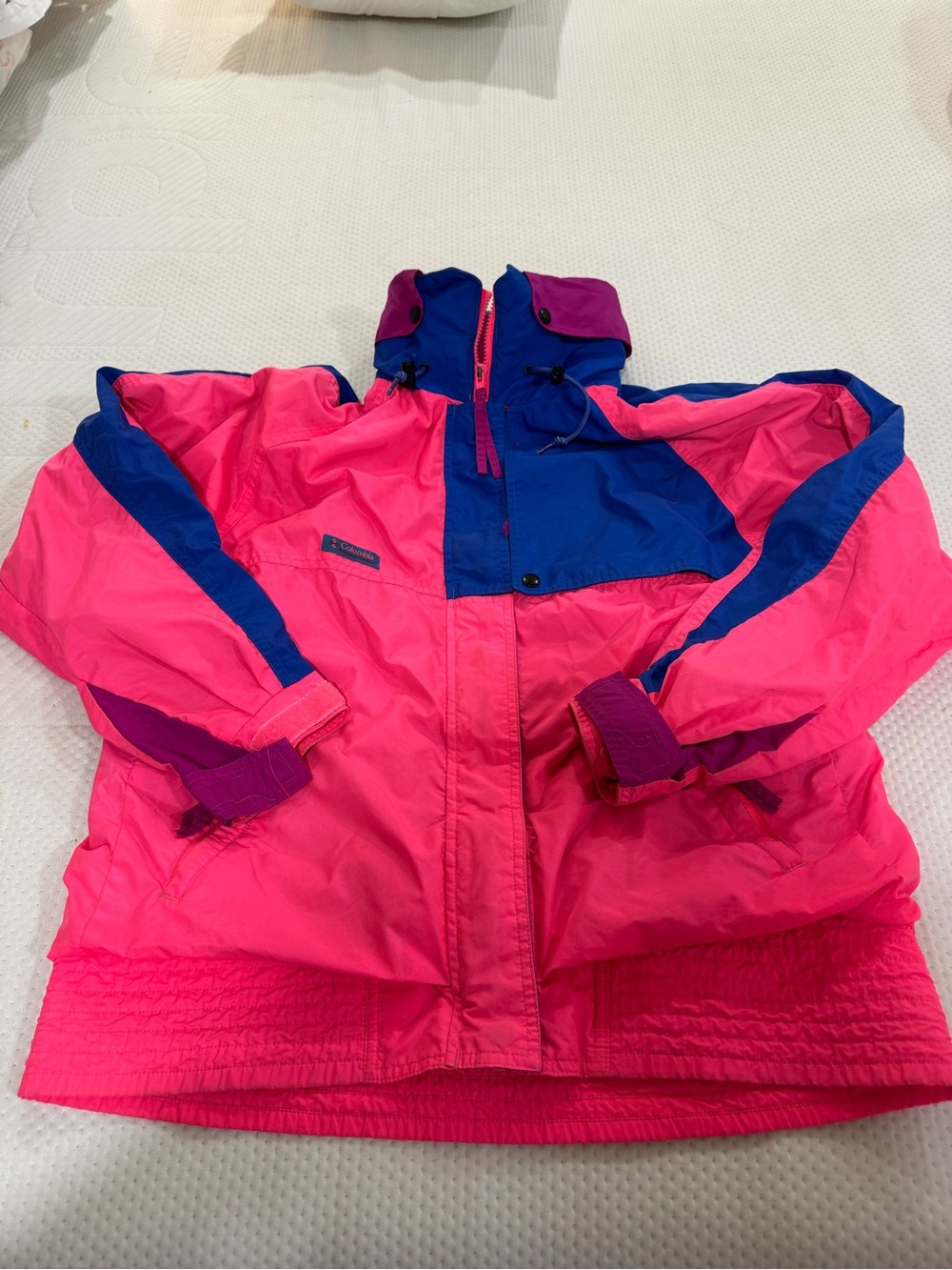 Columbia Bright Pink and Royal Blue Raincoat